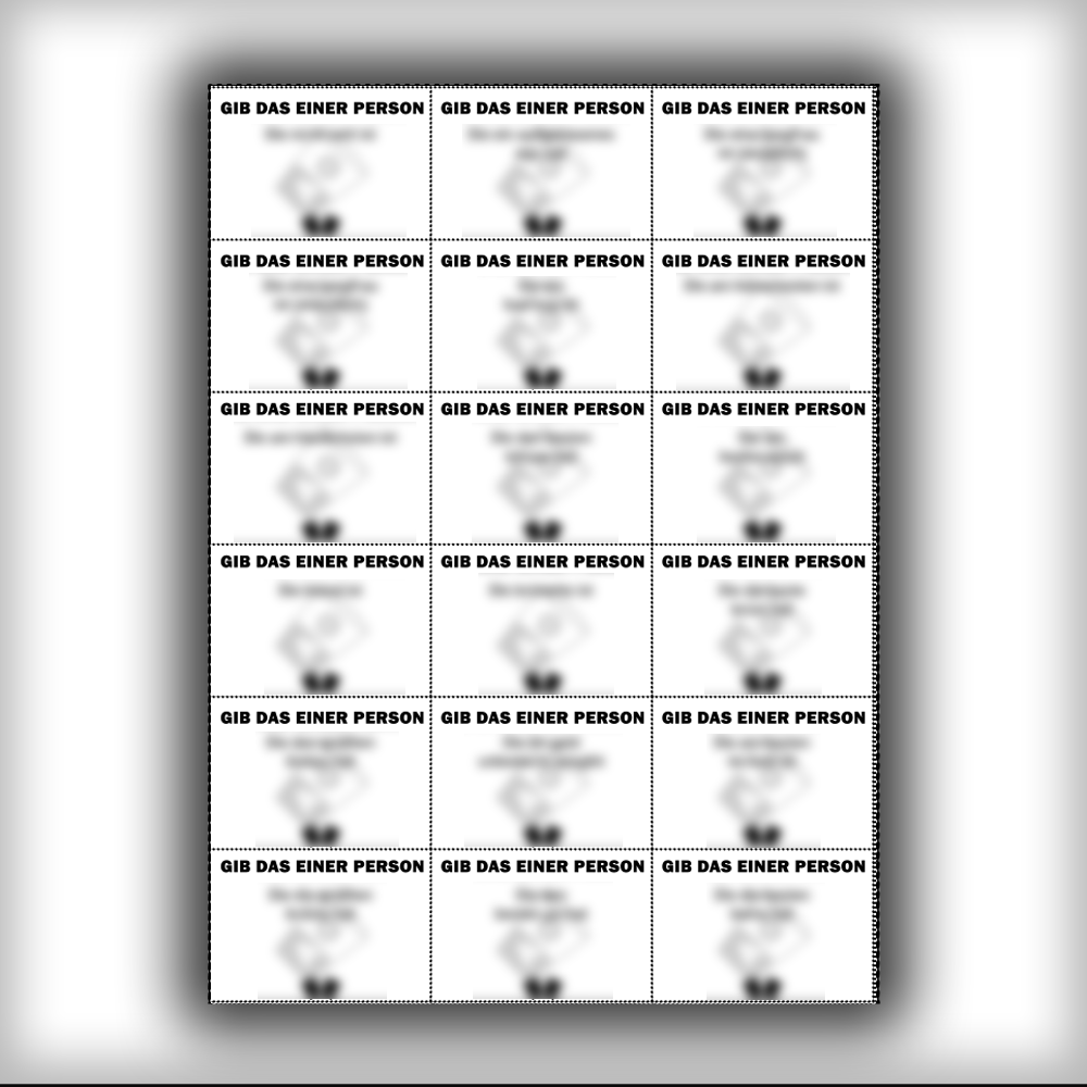 Spiel "Gib Das Einer Person" (Zum Drucken)