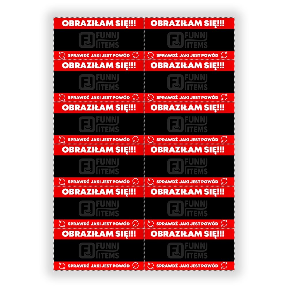 Karty "Obraziłam Się Ponieważ" (Do Wydruku)