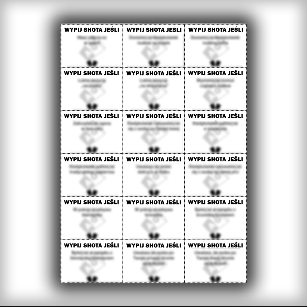 Zestaw "Pytanie czy Wyzwanie" + "Wypij Shota Jeśli" (Do Wycięcia)